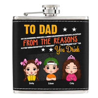 Personalized To Dad From The Reasons You Drink Leather Hip Flask 33065 thumb 1