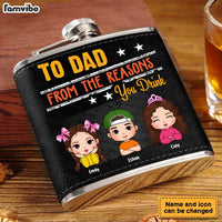 Personalized To Dad From The Reasons You Drink Leather Hip Flask 33065 thumb 1