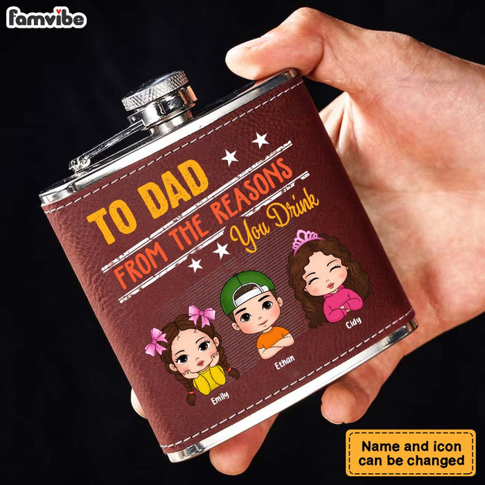 Personalized To Dad From The Reasons You Drink Leather Hip Flask 33065 1