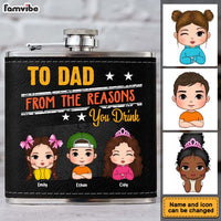 Personalized To Dad From The Reasons You Drink Leather Hip Flask 33065 thumb 1