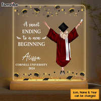 Personalized Graduation Gift A Sweet Ending To A New Beginning Plaque LED Lamp Night Light 33099 thumb 1
