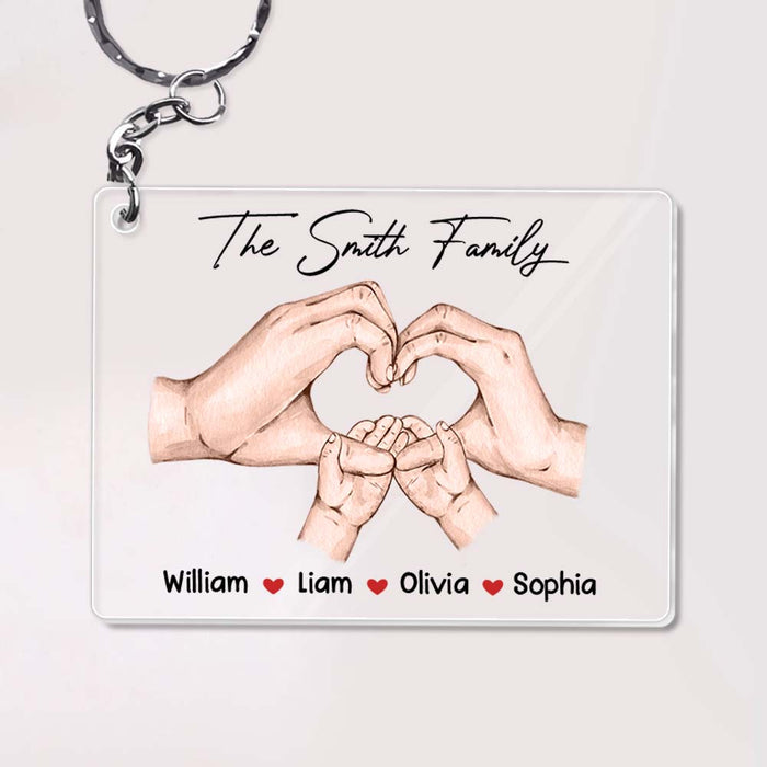 Personalized Gift For Family Hands Watercolor Acrylic Keychain 33100 1