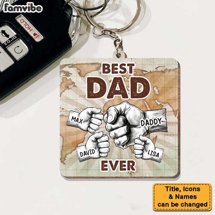 Personalized Gift For Dad Best Dad Ever Wood Keychain 33103 1