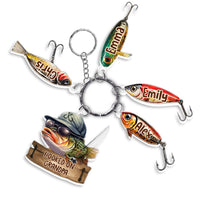 Personalized  Hooked On Daddy, Dad, Father, Grandpa, Papa Acrylic Custom Keychain 33109 thumb 1