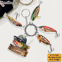 Personalized  Hooked On Daddy, Dad, Father, Grandpa, Papa Acrylic Custom Keychain 33109 thumb 1