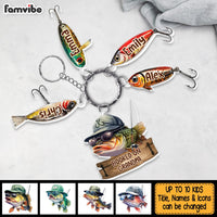 Personalized  Hooked On Daddy, Dad, Father, Grandpa, Papa Acrylic Custom Keychain 33109 thumb 1