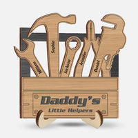 Personalized Gift For Dad Grandpa Little Helper 2 Layered Wooden Plaque 33114 thumb 1