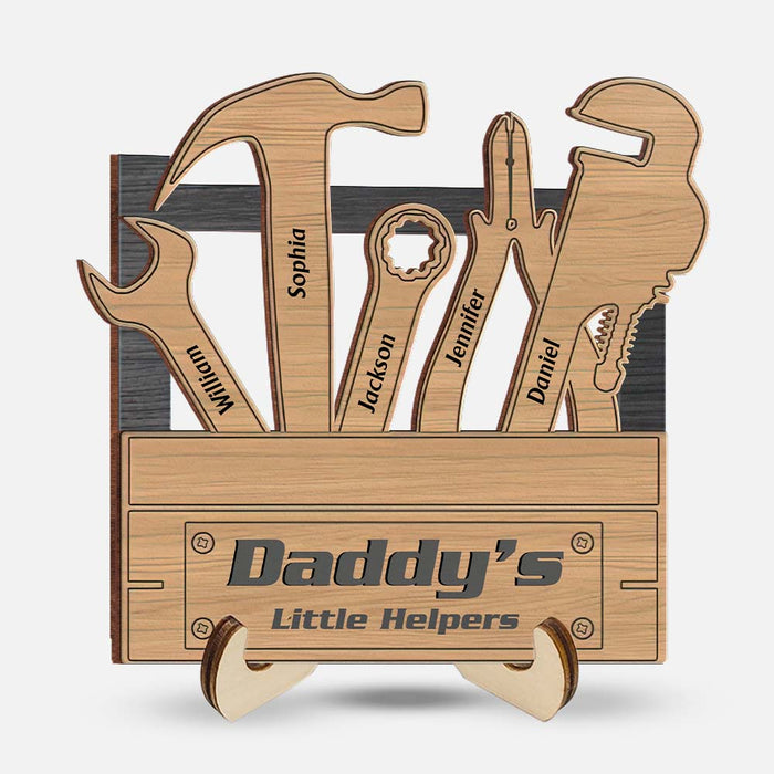 Personalized Gift For Dad Grandpa Little Helper 2 Layered Wooden Plaque 33114 1