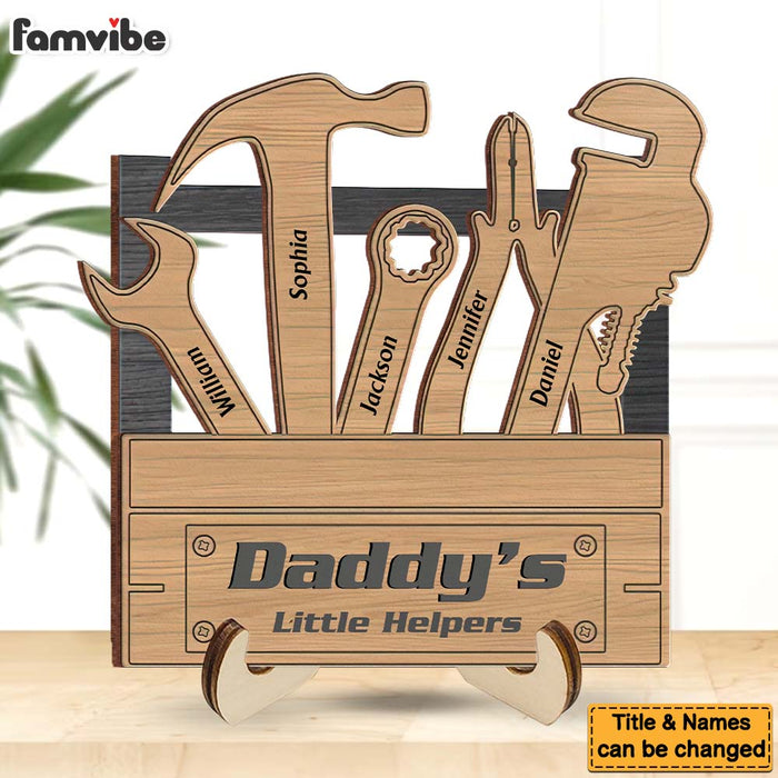 Personalized Gift For Dad Grandpa Little Helper 2 Layered Wooden Plaque 33114 1