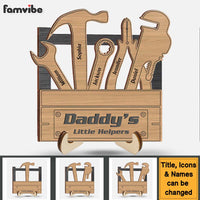 Personalized Gift For Dad Grandpa Little Helper 2 Layered Wooden Plaque 33114 thumb 1