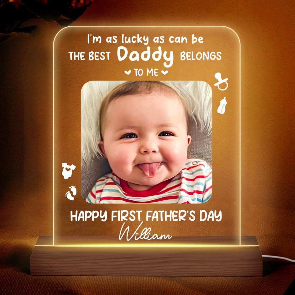 Personalized Gift For Dad First Father's Day Plaque LED Lamp Night Light 33122 Primary Mockup