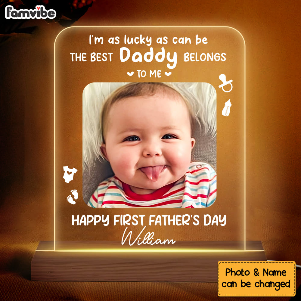 Personalized Gift For Dad First Father's Day Plaque LED Lamp Night Light 33122 Primary Mockup