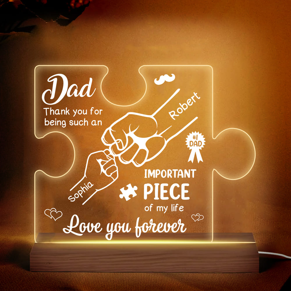 Personalized For Dad Thank You For Being Such An Important Piece Of My Life Plaque LED Lamp Night Light 33146 Primary Mockup