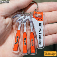 Personalized Gift For Dad B*st Dad I Ever Saw Acrylic Custom Keychain 33148 thumb 1
