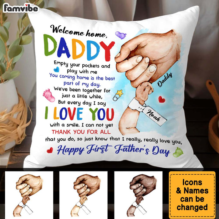 Personalized Happy First Father's Day From Baby Pillow 33151 1