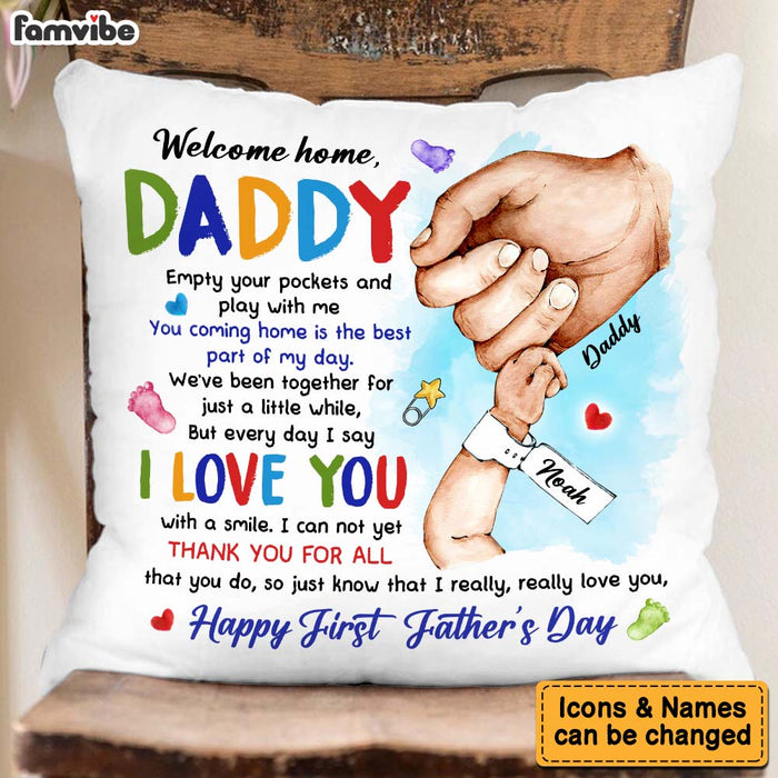 Personalized Happy First Father's Day From Baby Pillow 33151 1