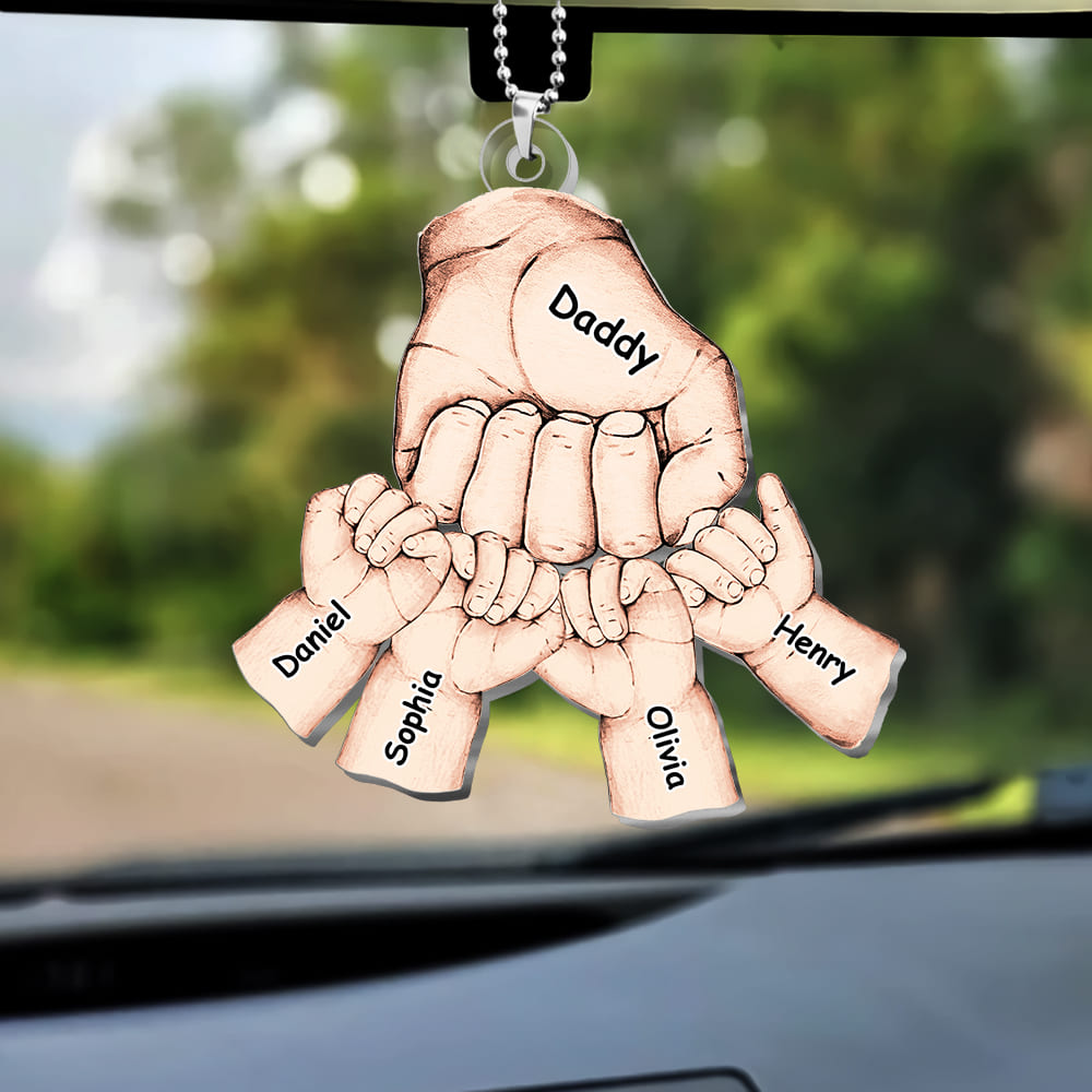 Personalized Gift For Dad Fist Bump Acrylic Car Ornament 33163 Primary Mockup