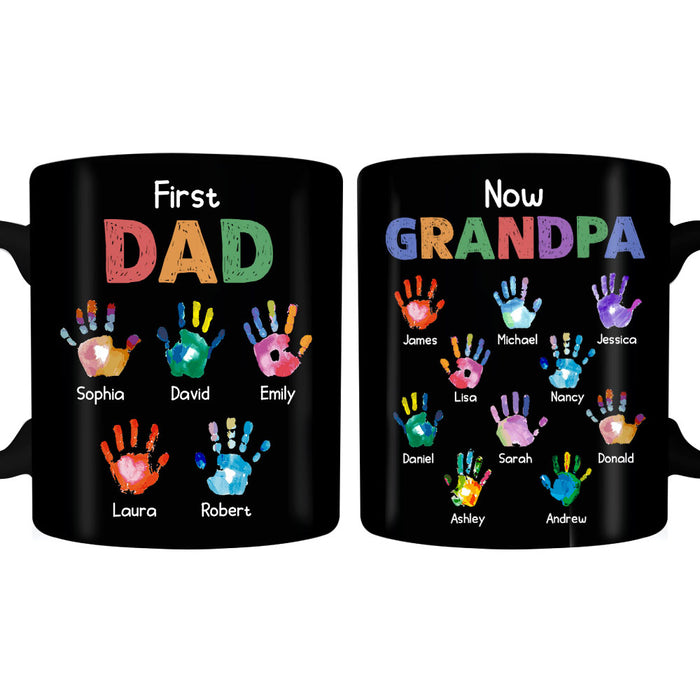 Personalized Gift For Grandpa First Dad Now Papa Handprints Mug 33171 1
