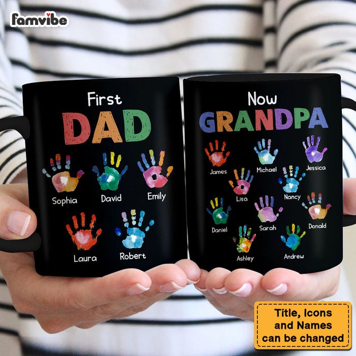 Personalized Gift For Grandpa First Dad Now Papa Handprints Mug 33171 1