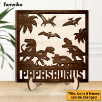 Personalized Gift for Grandpa Papasaurus 2 Layered Separate Wooden Plaque 33174 thumb 1