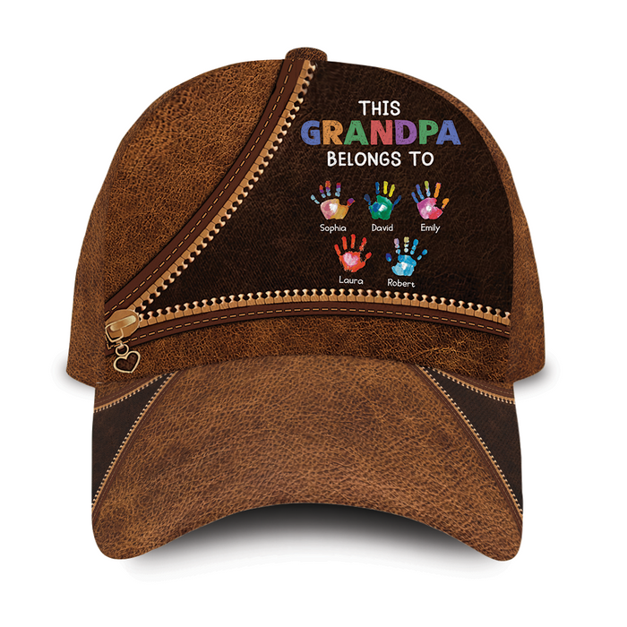 Personalized Gift For Grandpa This Grandpa Belongs To Handprints Cap 33177 1