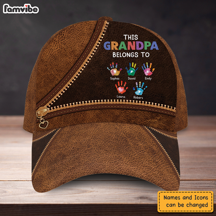 Personalized Gift For Grandpa This Grandpa Belongs To Handprints Cap 33177 1