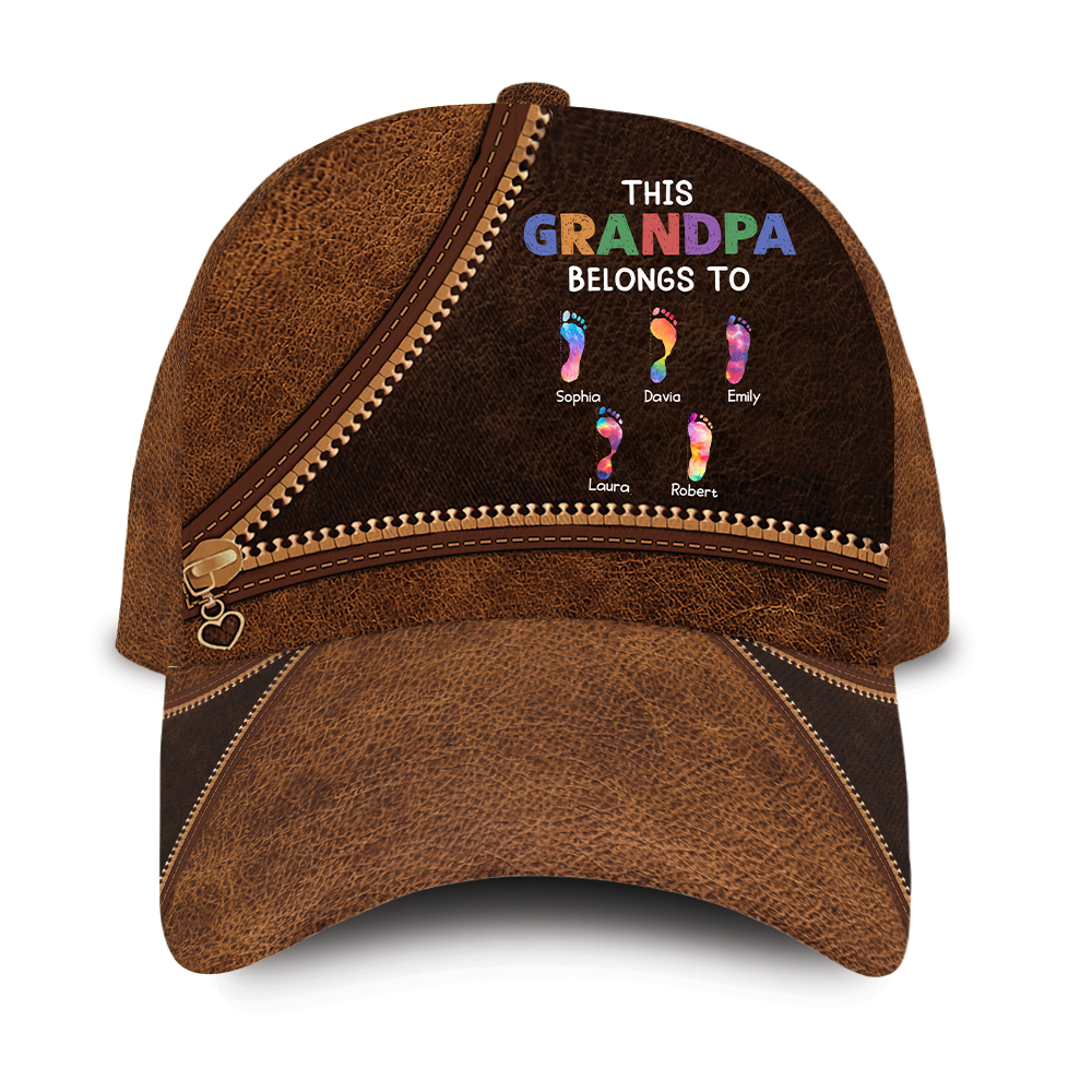 Personalized Gift For Grandpa This Grandpa Belongs To Footprints Cap 33178 Primary Mockup