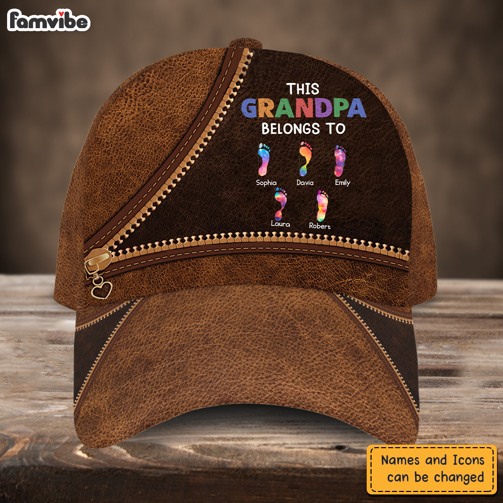 Personalized Gift For Grandpa This Grandpa Belongs To Footprints Cap 33178 Primary Mockup