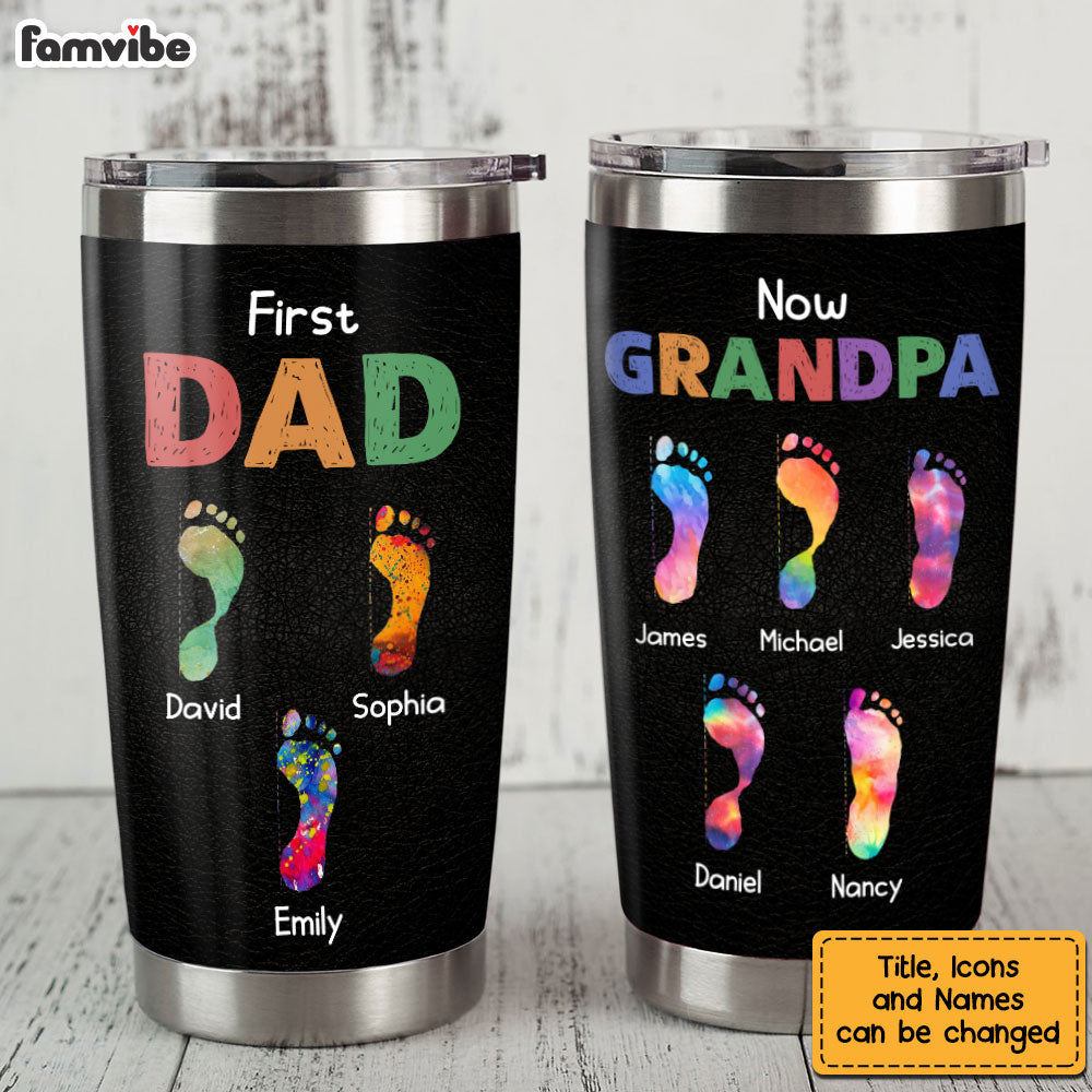 Personalized Gift For Grandpa First Dad Now Papa Footprints Steel Tumbler 33185 Primary Mockup