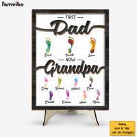 Personalized Gift For Grandpa First Dad Now Papa Footprints 2 Layered Wooden Plaque 33187 thumb 1