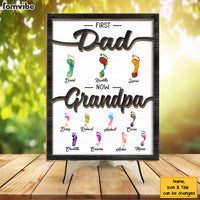 Personalized Gift For Grandpa First Dad Now Papa Footprints 2 Layered Wooden Plaque 33187 thumb 1
