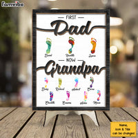 Personalized Gift For Grandpa First Dad Now Papa Footprints 2 Layered Wooden Plaque 33187 thumb 1