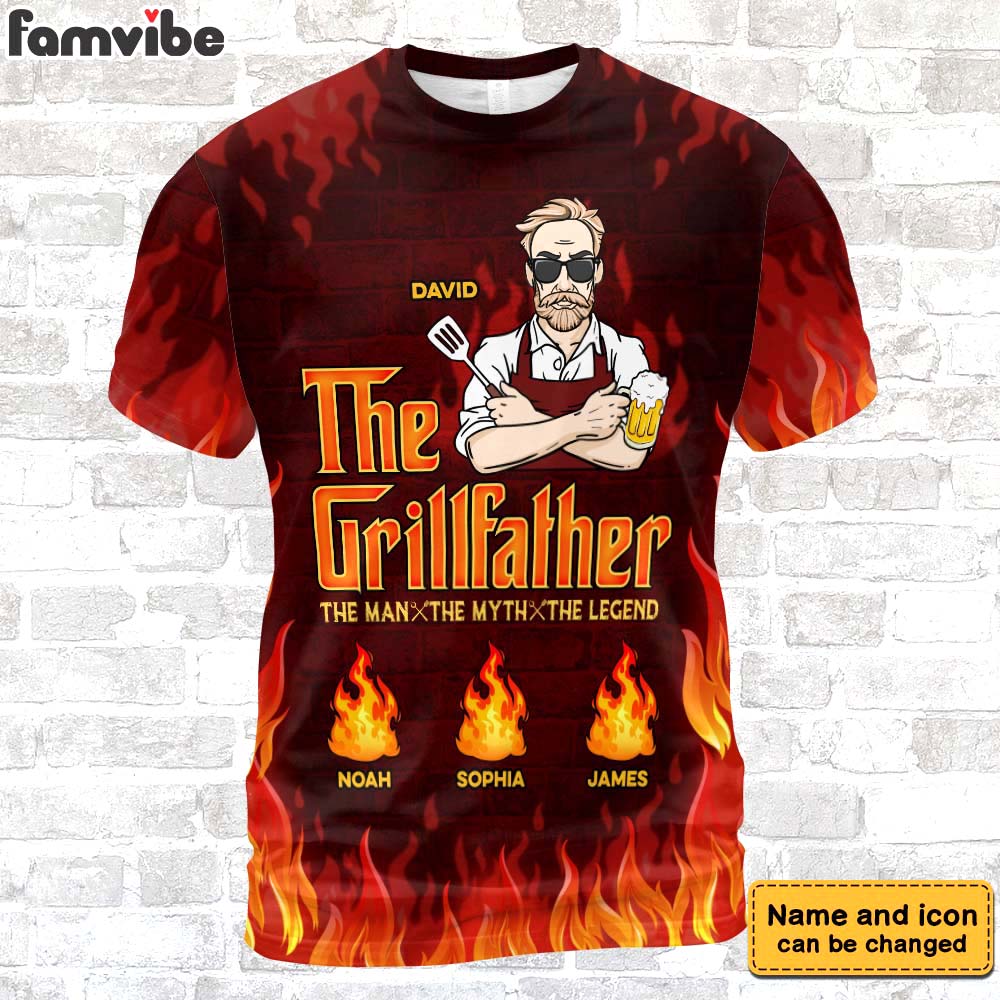 Personalized Gift For Father's Day The Grillfather All-over Print T Shirt - Hoodie - Sweatshirt 33216 Primary Mockup