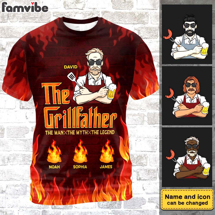 Personalized Gift For Father's Day The Grillfather All-over Print T Shirt - Hoodie - Sweatshirt 33216 1