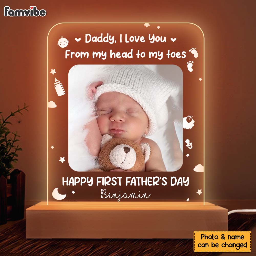 Personalized Gift for Dad Love Head to Toes Plaque LED Lamp Night Light 33233 Primary Mockup