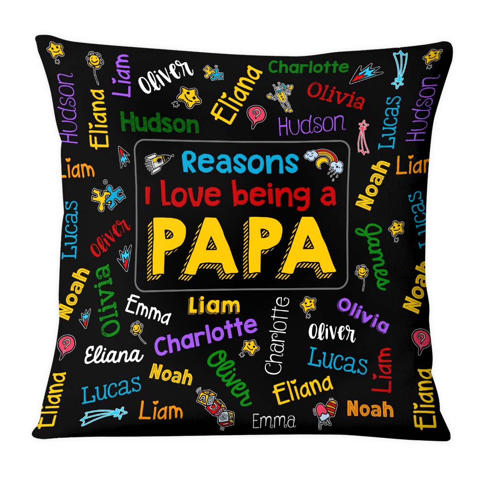 Personalized Gift for Grandpa Kids Name Word Art Pillow 33277 Primary Mockup