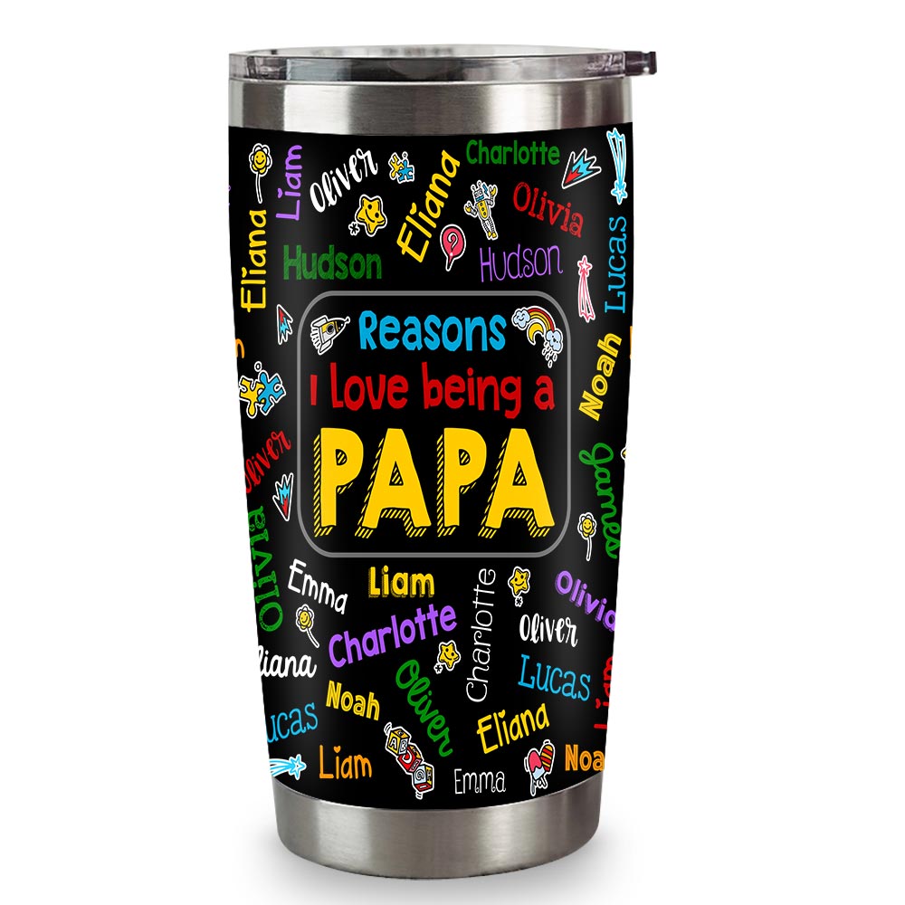 Personalized Gift for Grandpa Kids Name Word Art Steel Tumbler 33280 Primary Mockup
