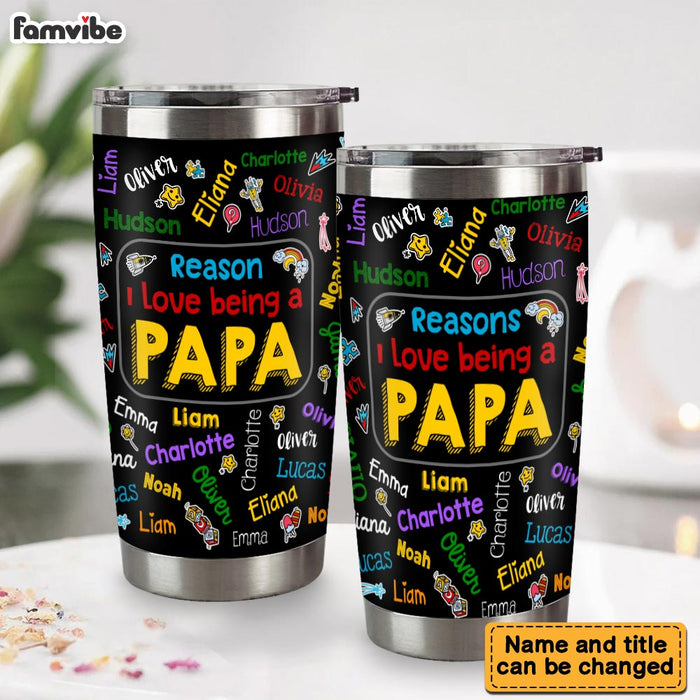Personalized Gift for Grandpa Kids Name Word Art Steel Tumbler 33280 1