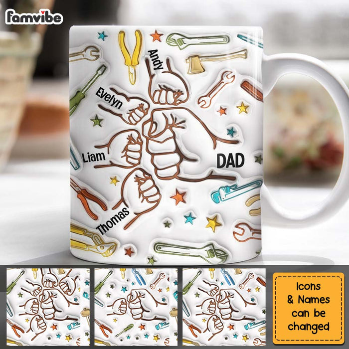 Personalized Gift For Dad Grandpa Fistbump 3D Inflated Effect Mug 33300 1
