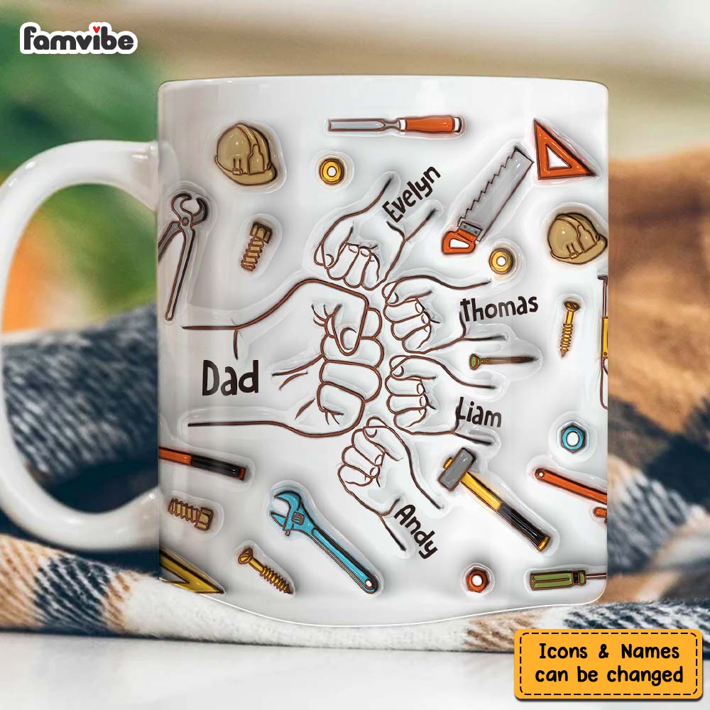 Personalized Gift For Dad Grandpa Fist Bump 3D Inflated Mug 33330 Primary Mockup