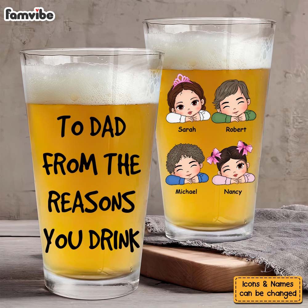 Personalized Gift For Dad From Reasons You Drink Beer Glass 33380 Primary Mockup