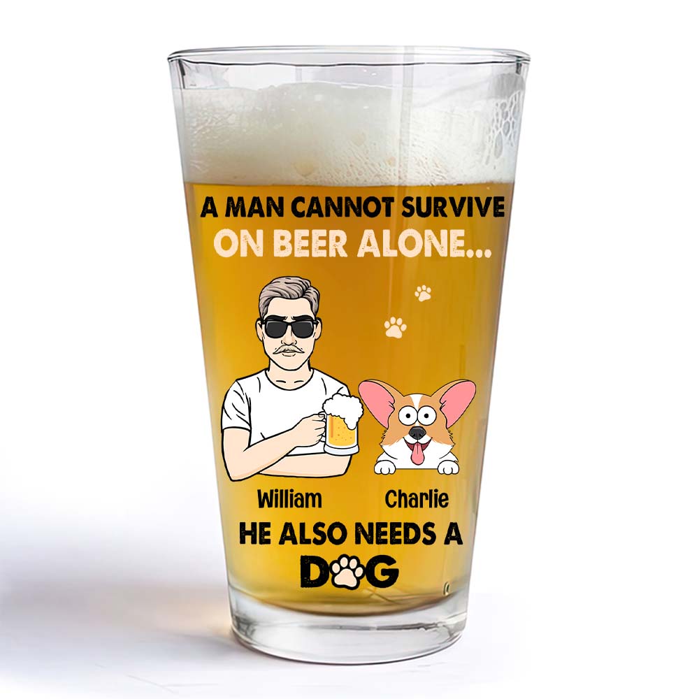 Personalized Gift For Dog Dad Beer Glass 33383 Primary Mockup