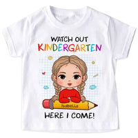 Personalized Gift For Grandkid Back To School Kid T Shirt, Pre K T-shirt, Watch Out Kindergarten Here I Come School Shirt, Kindergarten Shirt, Back To School Shirt School shirt thumb 1