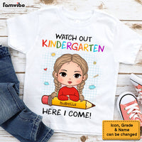 Personalized Gift For Grandkid Back To School Kid T Shirt, Pre K T-shirt, Watch Out Kindergarten Here I Come School Shirt, Kindergarten Shirt, Back To School Shirt School shirt thumb 1