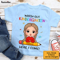 Personalized Gift For Grandkid Back To School Kid T Shirt, Pre K T-shirt, Watch Out Kindergarten Here I Come School Shirt, Kindergarten Shirt, Back To School Shirt School shirt thumb 1