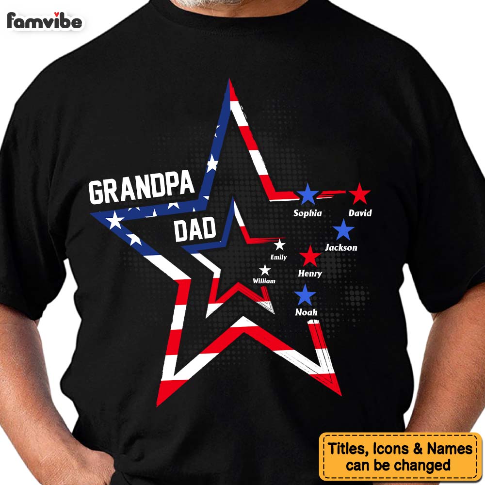 Personalized For Grandpa Stars Stripes And Dad Grandpa Black Shirt Hoodie Sweatshirt 33392 Primary Mockup