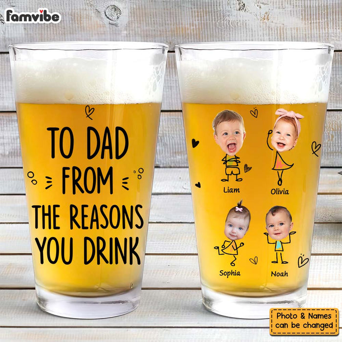 Personalized Gift For Dad To Dad From The Reasons You Drink Beer Glass 33393 1