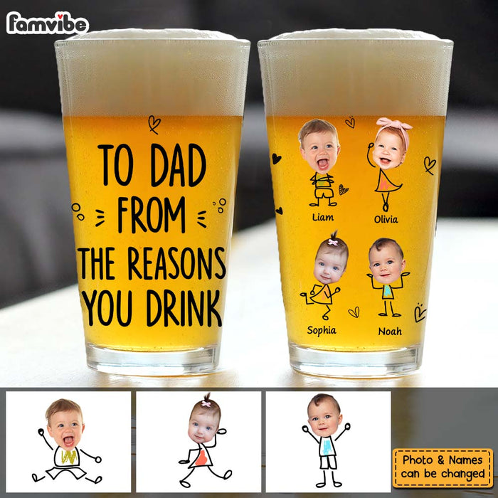 Personalized Gift For Dad To Dad From The Reasons You Drink Beer Glass 33393 1