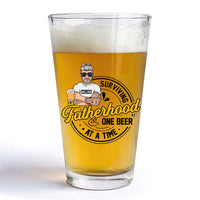 Personalized Gift For Dad Surviving Fatherhood One Beer At A Time Beer Glass 33394 thumb 1