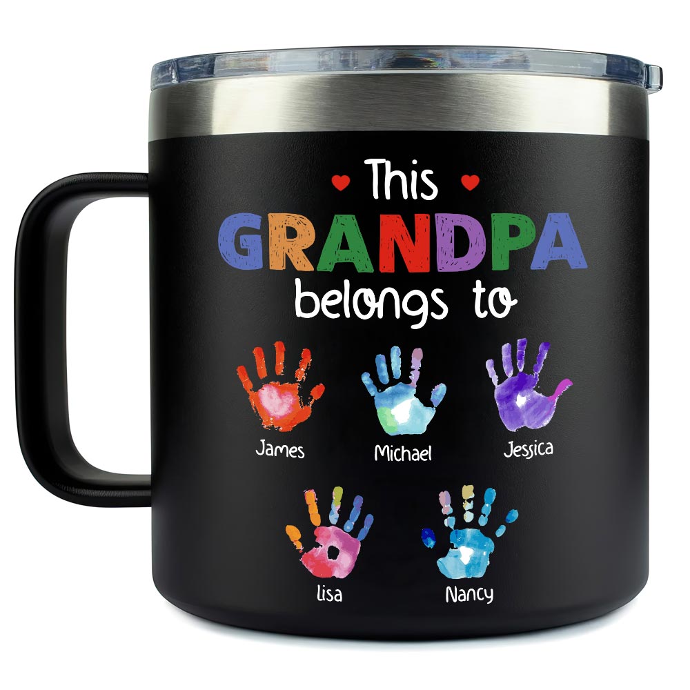Personalized Gift For Grandpa Handprints Stainless Steel Mug 33395 Primary Mockup